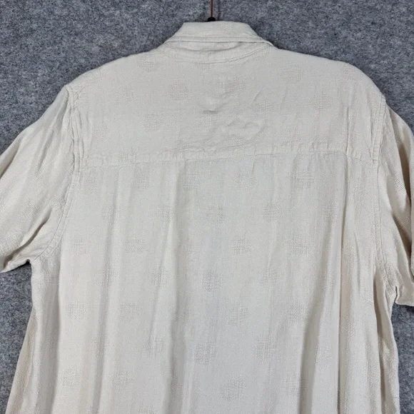 Common People Linen Blend Textured Polka Dot Button Up Shirt Size L Resort Wear - Picture 13 of 14